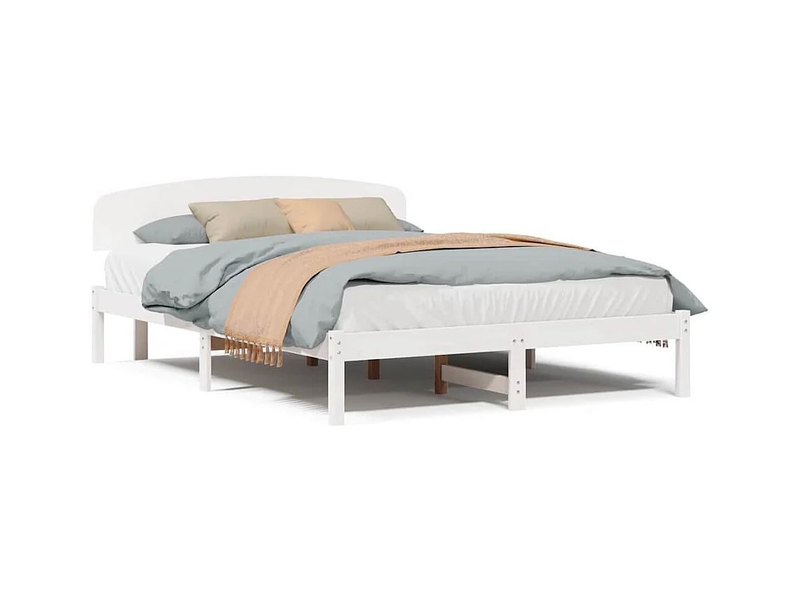 Wit bedframe 140 x 200 cm Massief grenenhout
