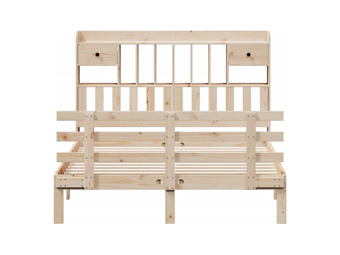 Bibliotheekbed zonder matras 140x190 cm massief grenenhout