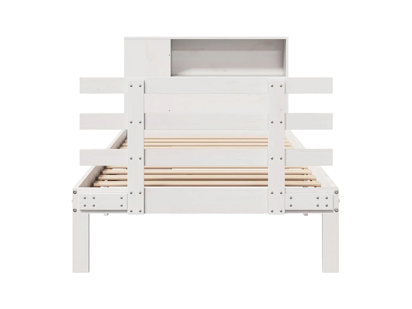 Letto libreria bianco senza materasso 75x190cm in legno massello di pino