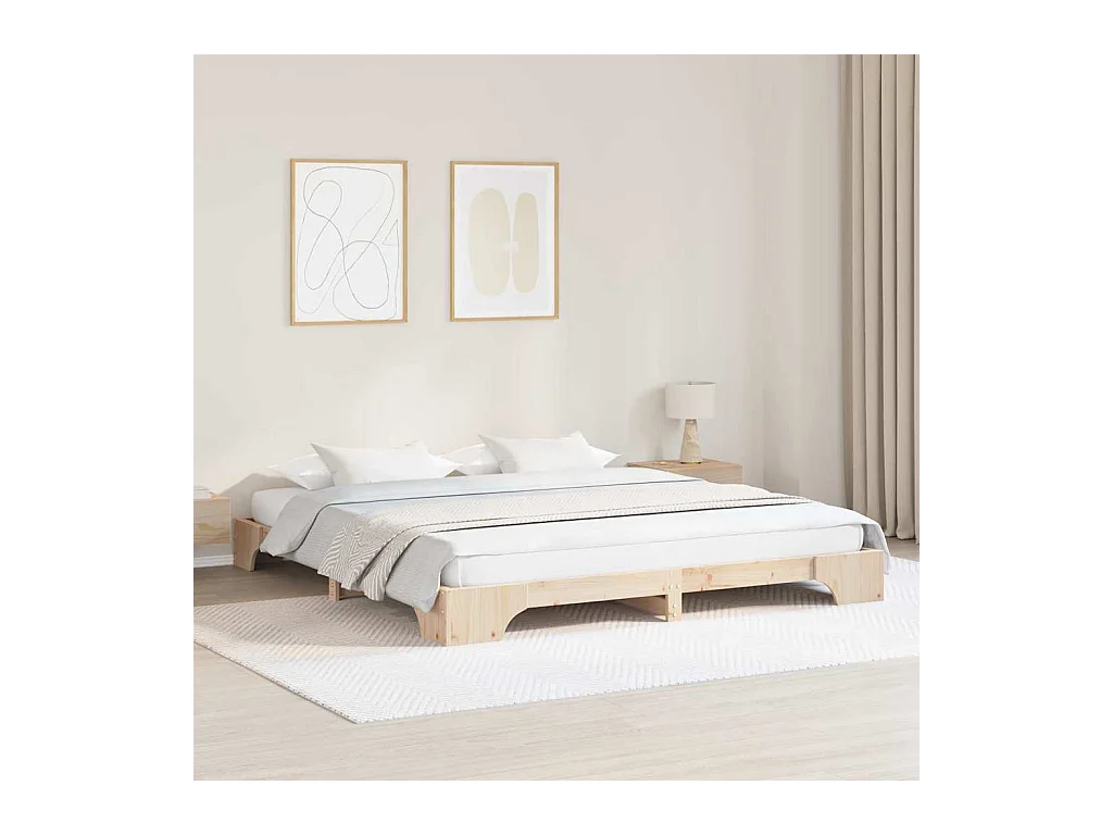 Estructura de cama de pino macizo 180 x 200 cm Madera de pino macizo
