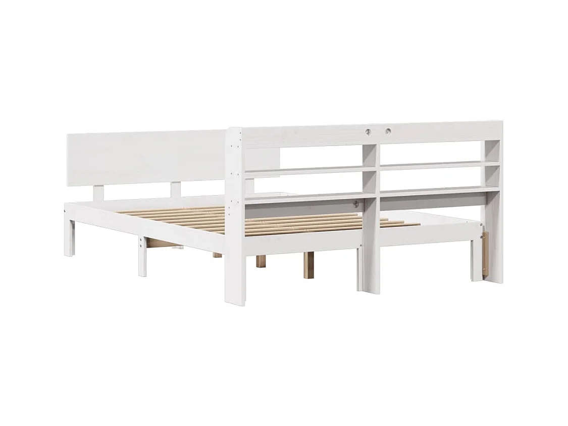 Estructura de cama con cabecero sin colchón blanco 140x200 cm