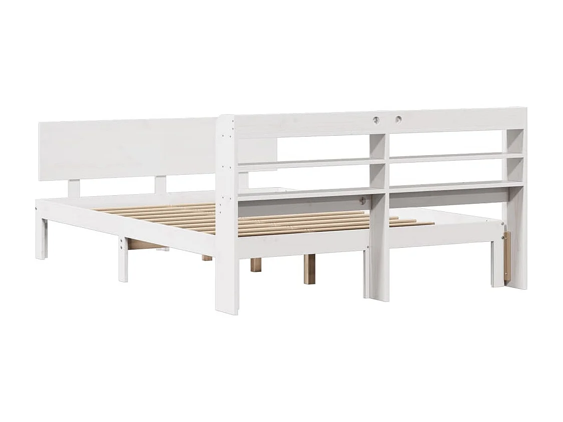 Cadre de lit avec tête de lit sans matelas blanc 140x200 cm