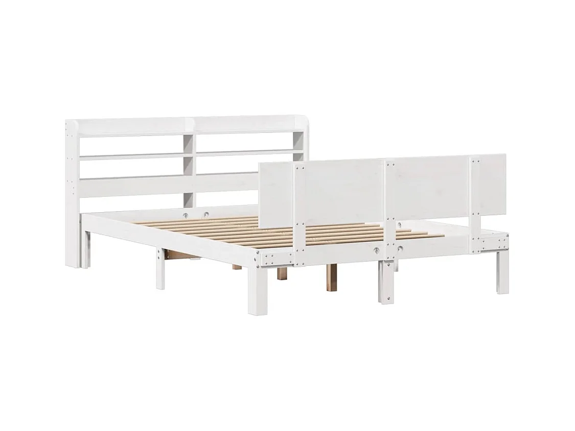 Bedframe en hoofdbord zonder matras wit 135x190 cm