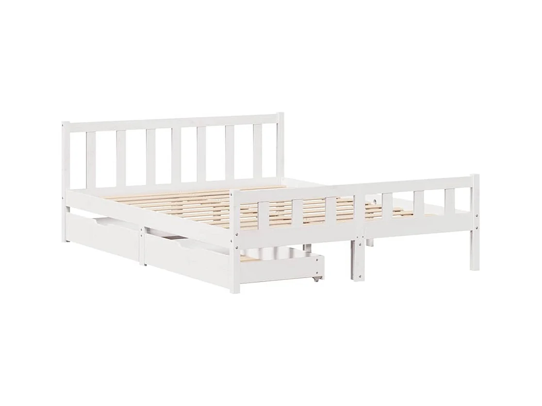 Struttura letto senza materasso bianco 160x200 cm in legno massello di pino