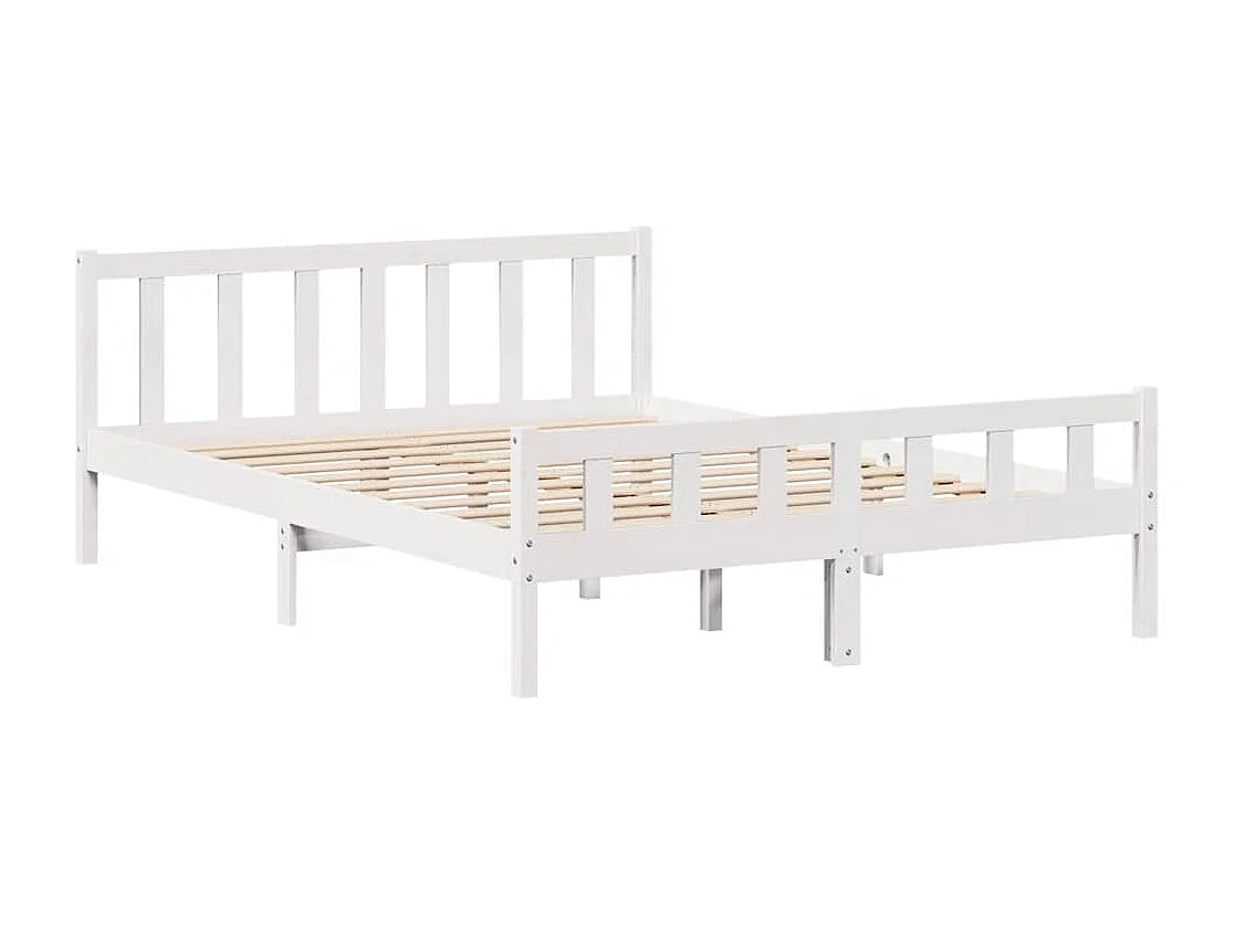 Struttura letto senza materasso bianco 160x200 cm in legno massello di pino