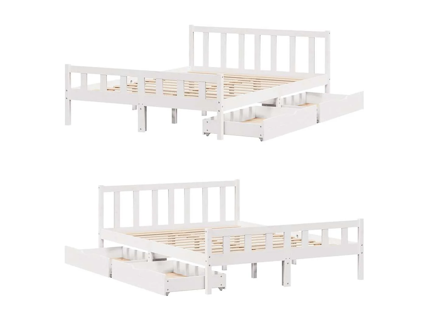 Struttura letto senza materasso bianco 160x200 cm in legno massello di pino