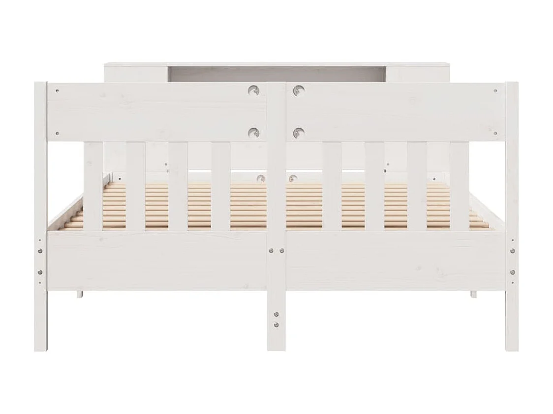 Lit bibliothèque sans matelas blanc 150x200 cm bois pin massif
