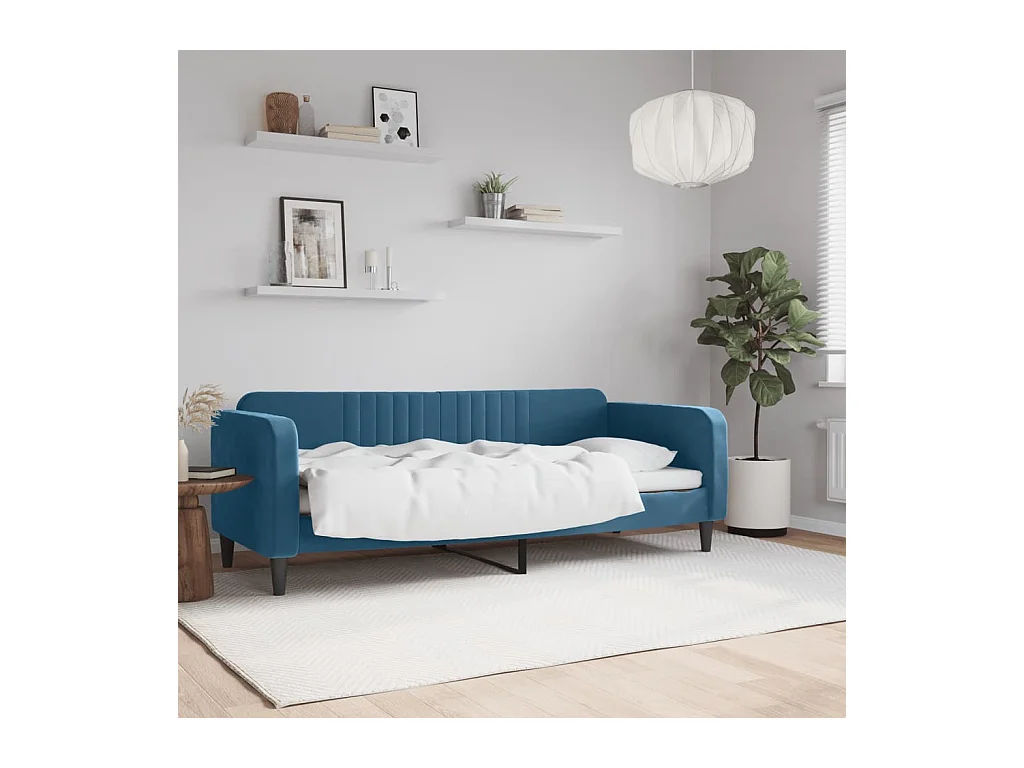 Divano letto senza materasso blu 80x200 cm velluto