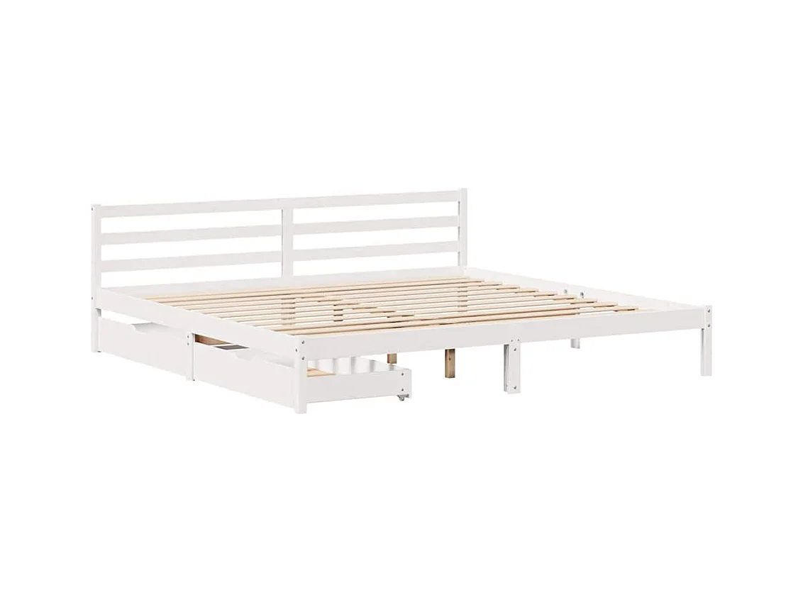 Struttura letto senza materasso bianco 200x200 cm in legno massello di pino