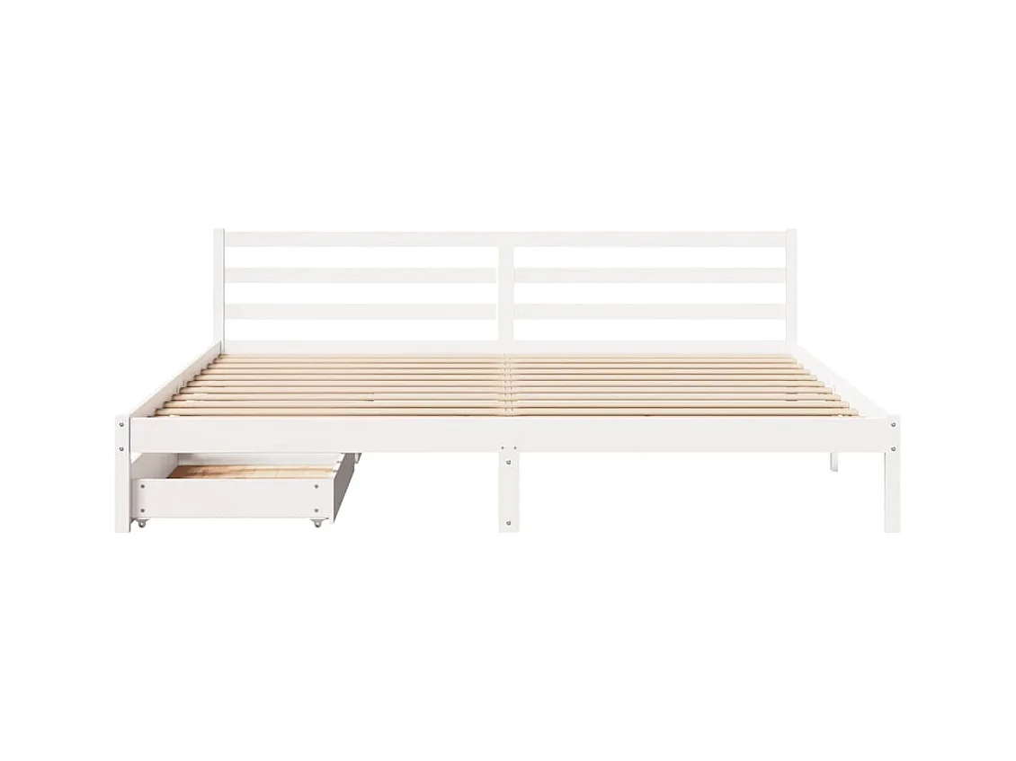 Struttura letto senza materasso bianco 200x200 cm in legno massello di pino