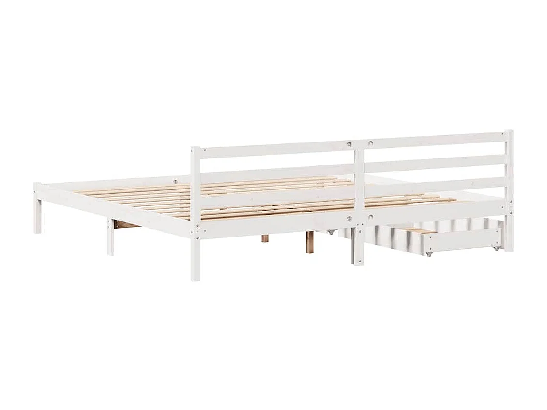 Struttura letto senza materasso bianco 200x200 cm in legno massello di pino