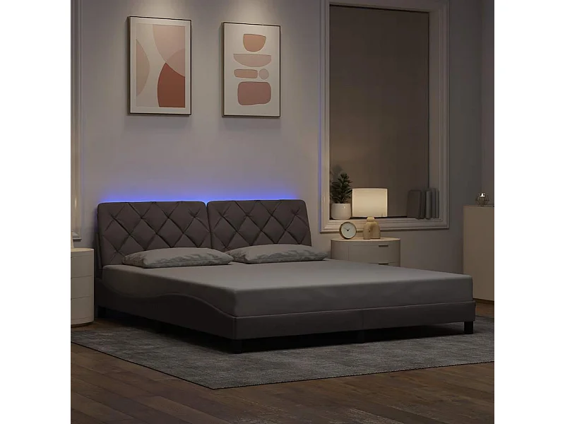 Cadre de lit avec LED sans matelas taupe 180x200 cm tissu