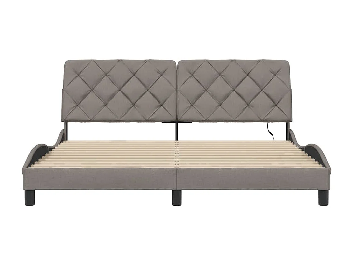 Cadre de lit avec LED sans matelas taupe 180x200 cm tissu