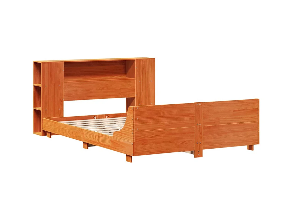 Bedframe zonder matras, bruine was, 140x200cm, massief grenenhout