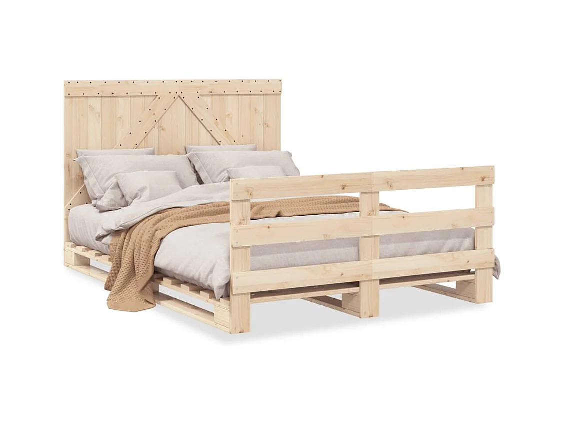 Bedframe zonder matras met massief houten hoofdeinde