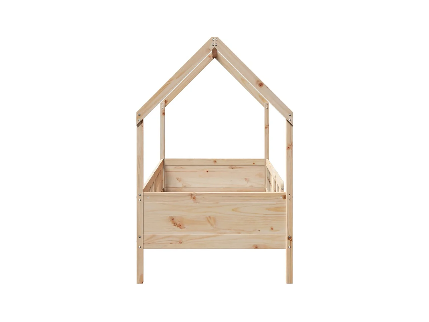 Struttura letto per bambini a forma di casa senza materasso in pino