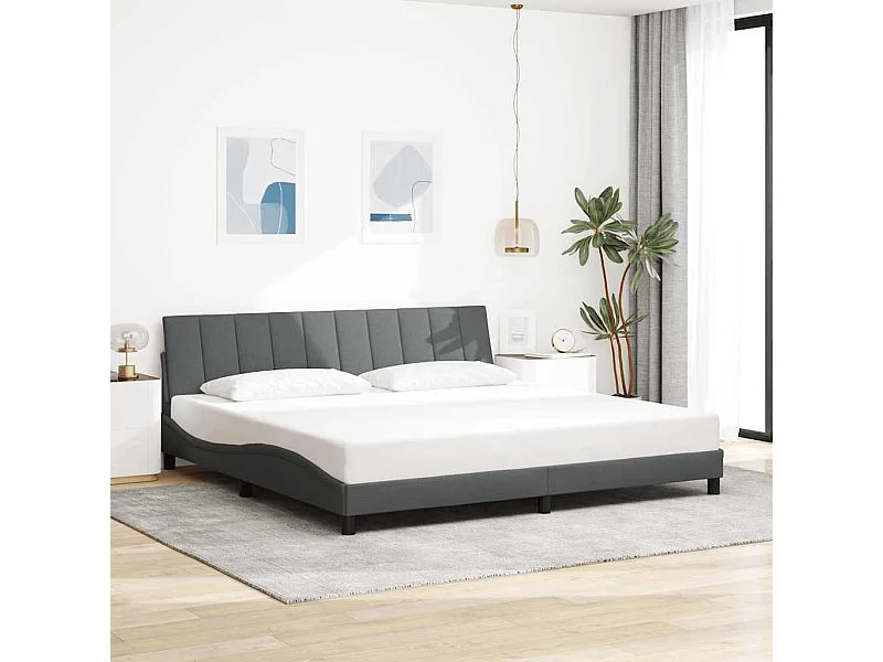 Bedframe zonder matras donkergrijs 200x200 cm stof