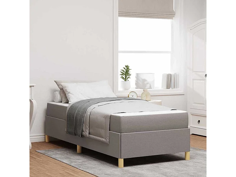 Taupe en bruin en wit springbed 80 x 200 cm stof