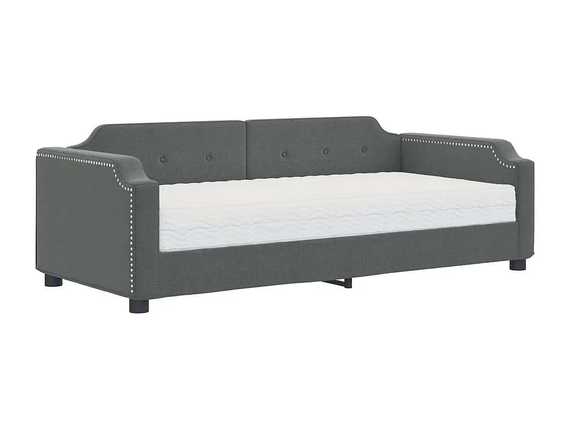 Lit de jour avec matelas gris foncé 90x200 cm tissu