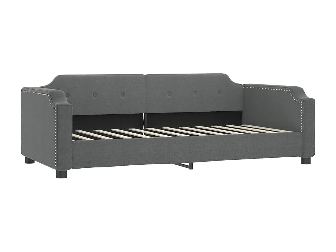 Lit de jour avec matelas gris foncé 90x200 cm tissu