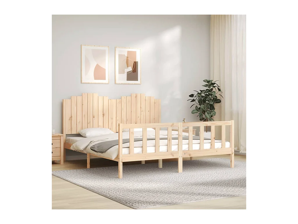 Cadre de lit sans matelas bois de pin massif