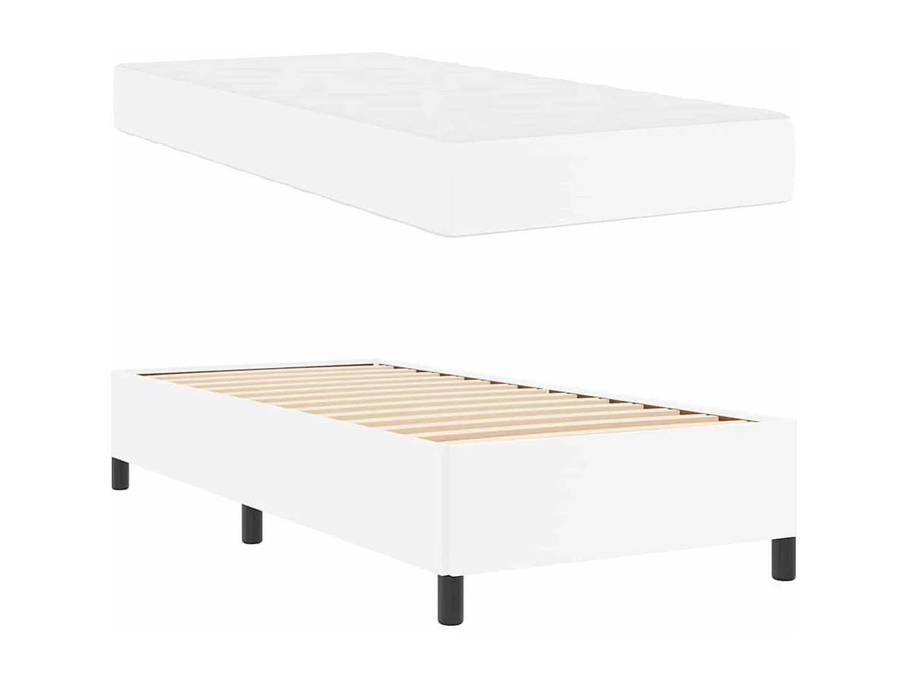 Estructura de cama con colchón Blanco 90 x 200 cm Piel sintética