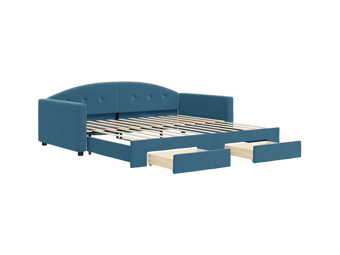 Dagbed met onderschuifbed en lades zonder matras blauw 100x200cm