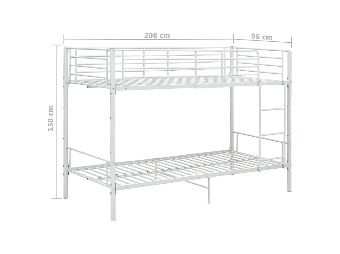 Lit superposé sans matelas blanc métal 90x200 cm