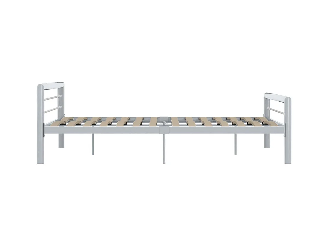 Cadre de lit sans matelas gris et blanc métal 180x200 cm