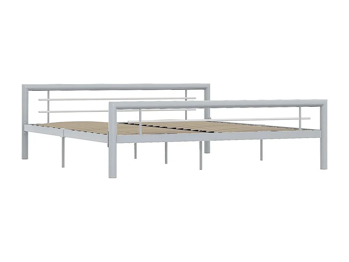 Bedframe zonder matras grijs en wit metaal 180x200 cm