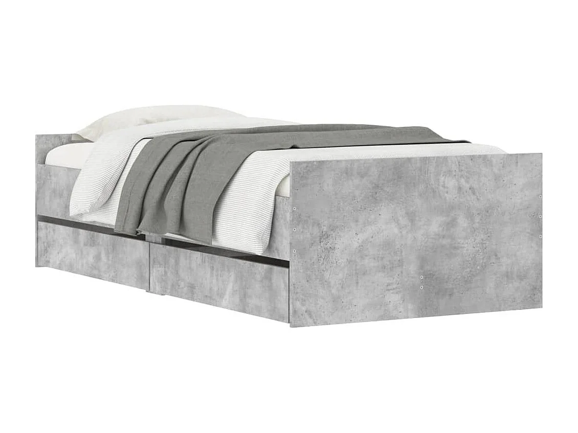Struttura letto con cassetti senza materasso grigio cemento 90x200 cm