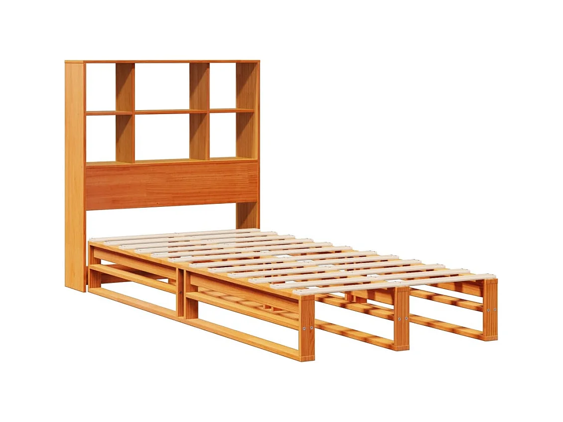 Boekenkastbed zonder matras, bruine was, 100x200cm, massief hout
