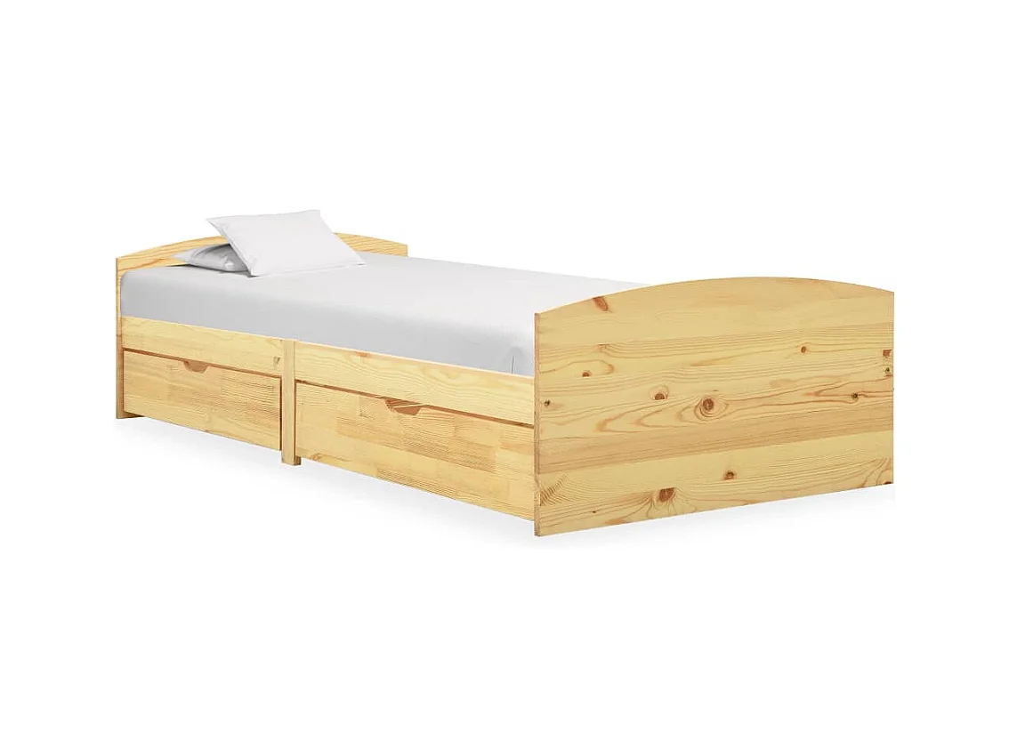 Bettgestell mit 2 Schubladen Kiefer Massivholz 90x200 cm