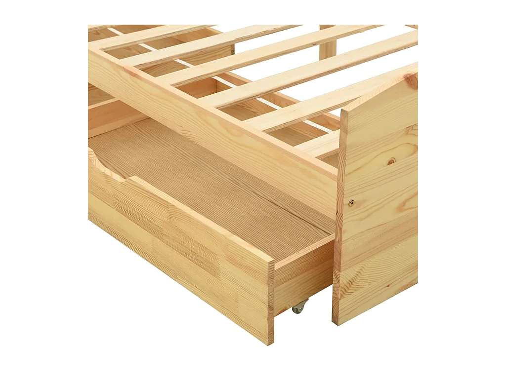 Bettgestell mit 2 Schubladen Kiefer Massivholz 90x200 cm