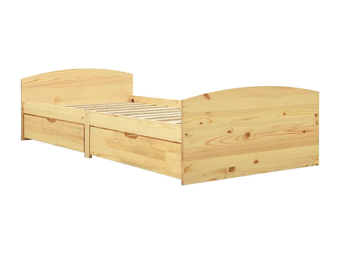 Cadre de lit avec 2 tiroirs bois de pin massif 90x200 cm