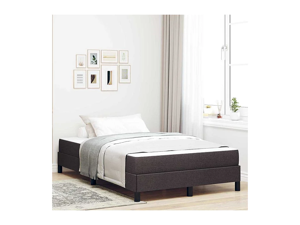 Cama box spring con colchón Tela marrón oscuro 120 x 200 cm