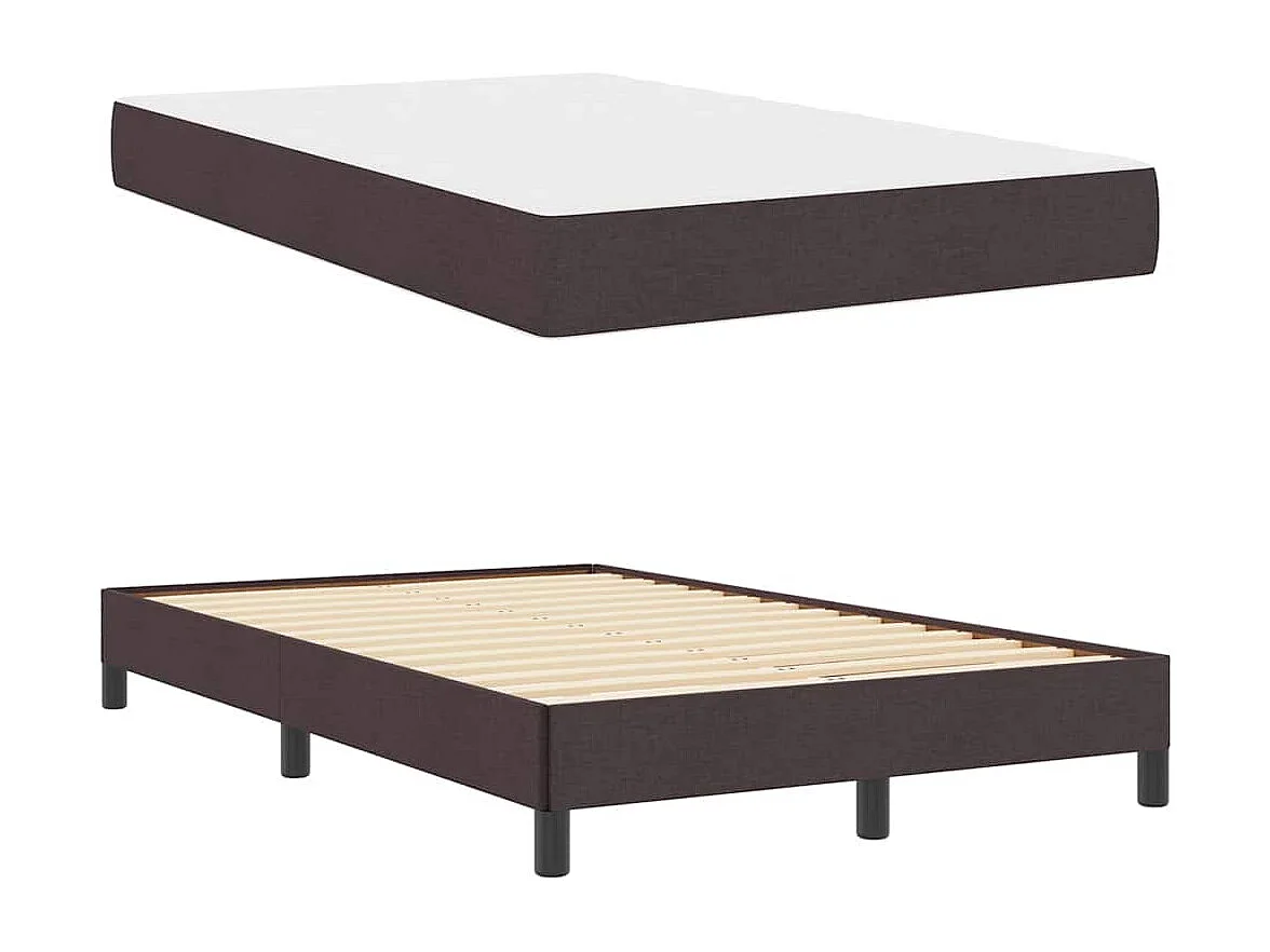 Cama box spring con colchón Tela marrón oscuro 120 x 200 cm