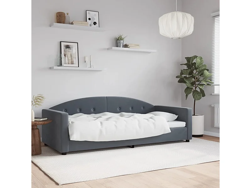 Divano letto senza materasso grigio scuro 90x200 cm velluto