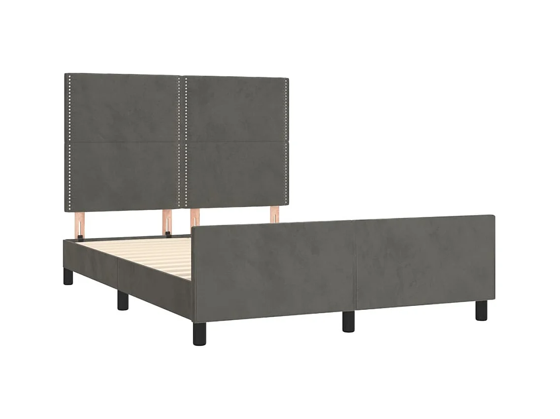 Struttura letto senza materasso grigio scuro 140x190 cm velluto