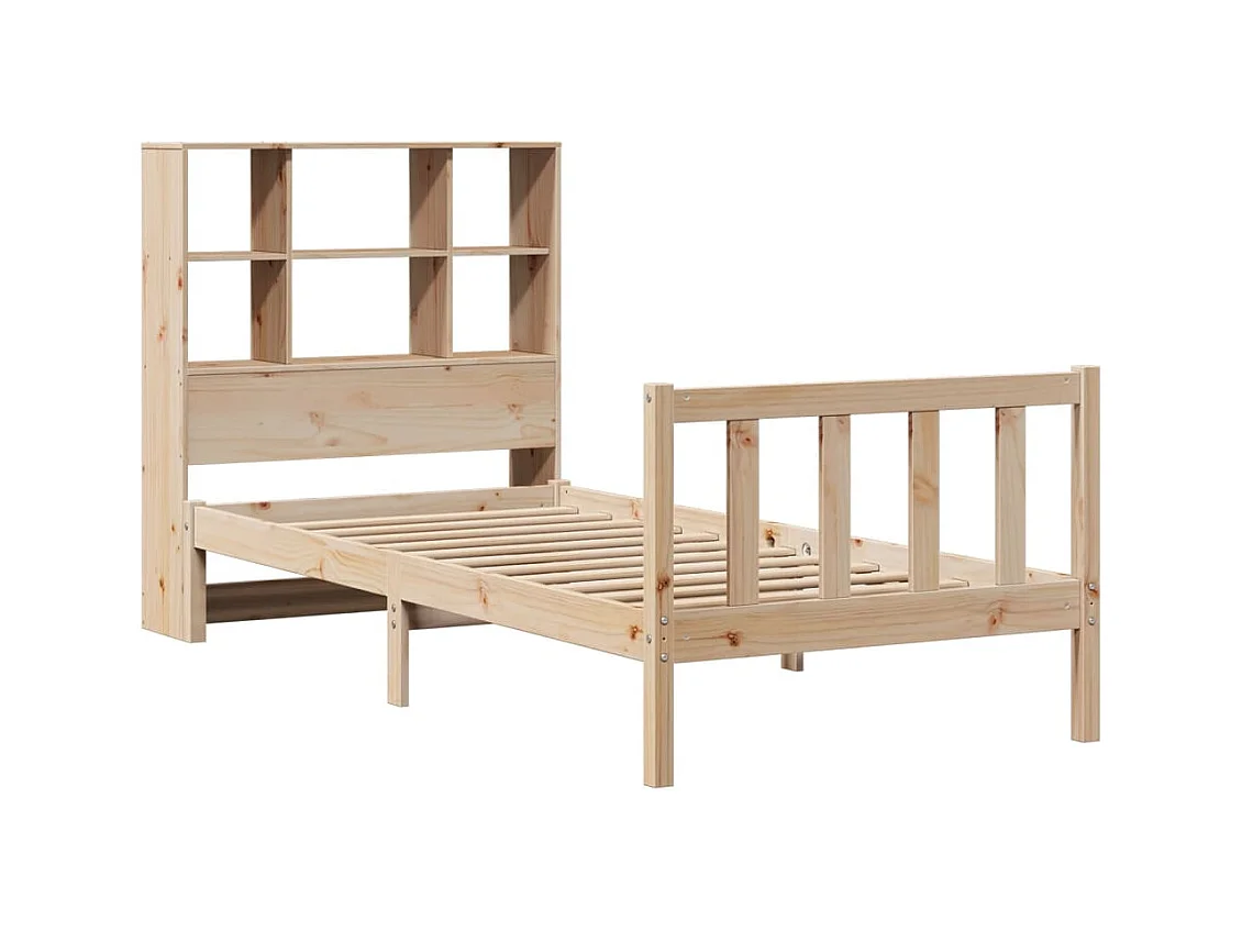 Lit bibliothèque sans matelas 90x200 cm bois de pin massif