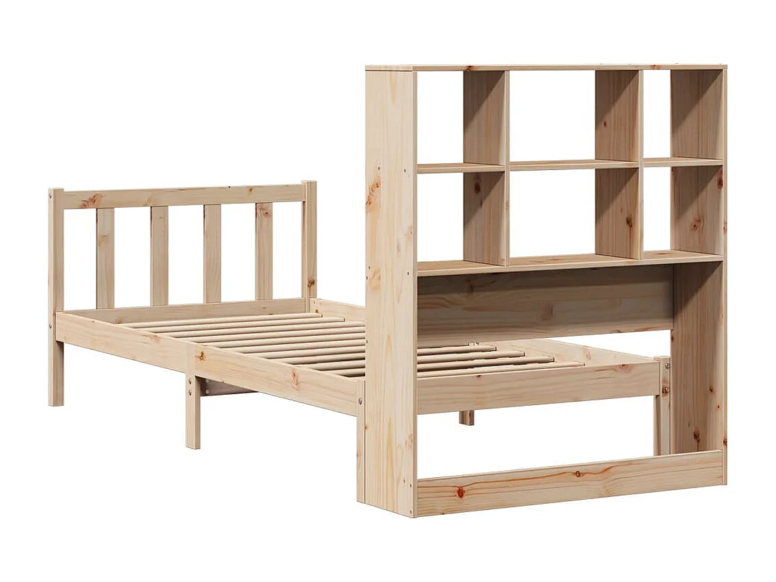 Letto libreria senza materasso 90x200 cm in legno massello di pino