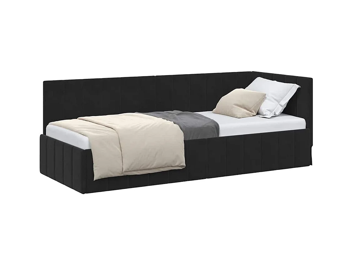 Hoekbedframe met hoofdbord Zwart 80 x 200 cm Fluweel