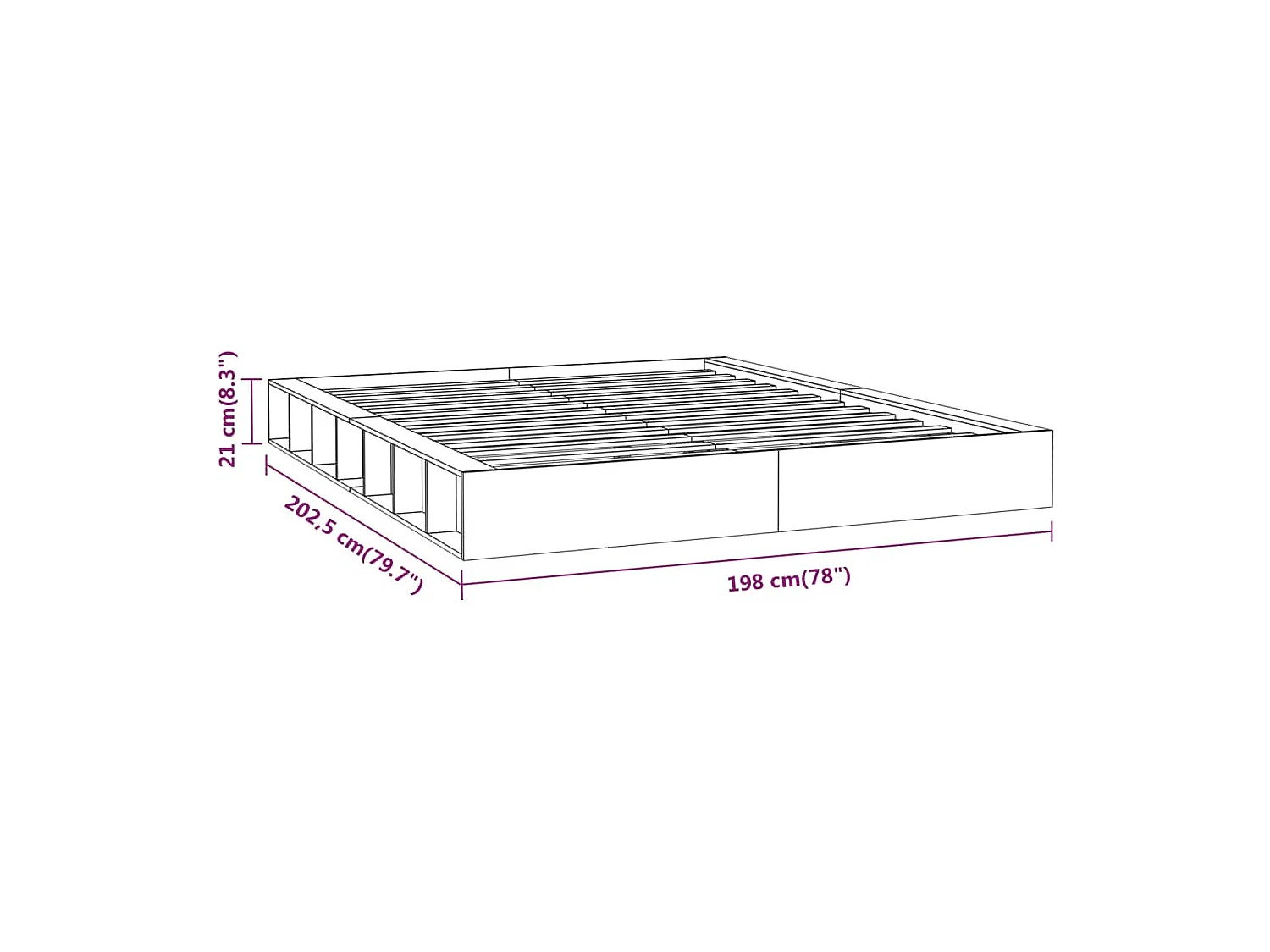 Cadre de lit sans matelas blanc 180x200 cm bois massif