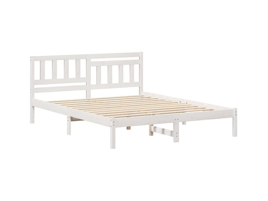 Cadre de lit Blanc 160 x 200 cm Bois massif en pin