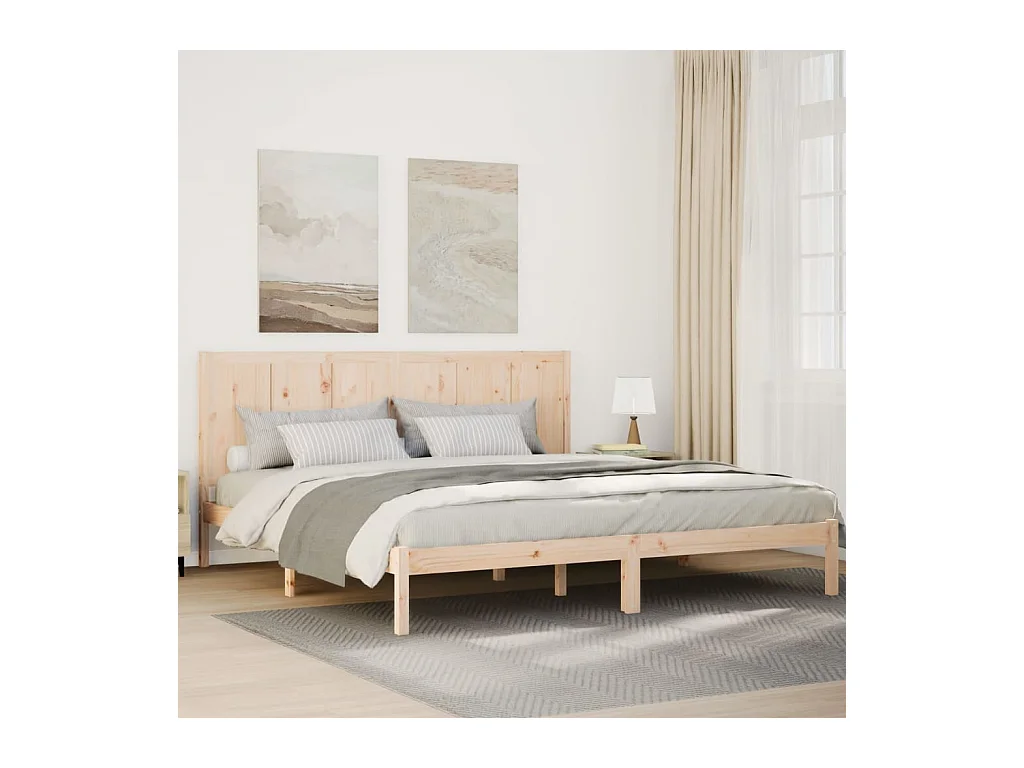Estructura de cama extra larga sin colchón 200x220 cm madera maciza