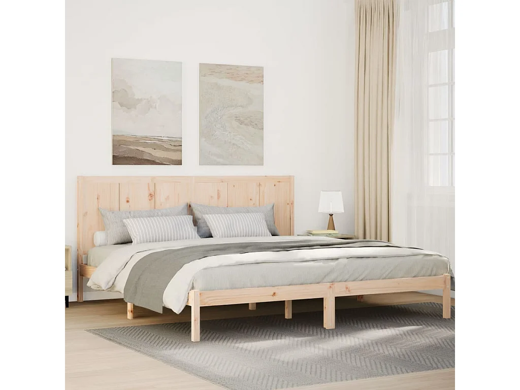 Cadre de lit extra long sans matelas 200x220 cm bois massif