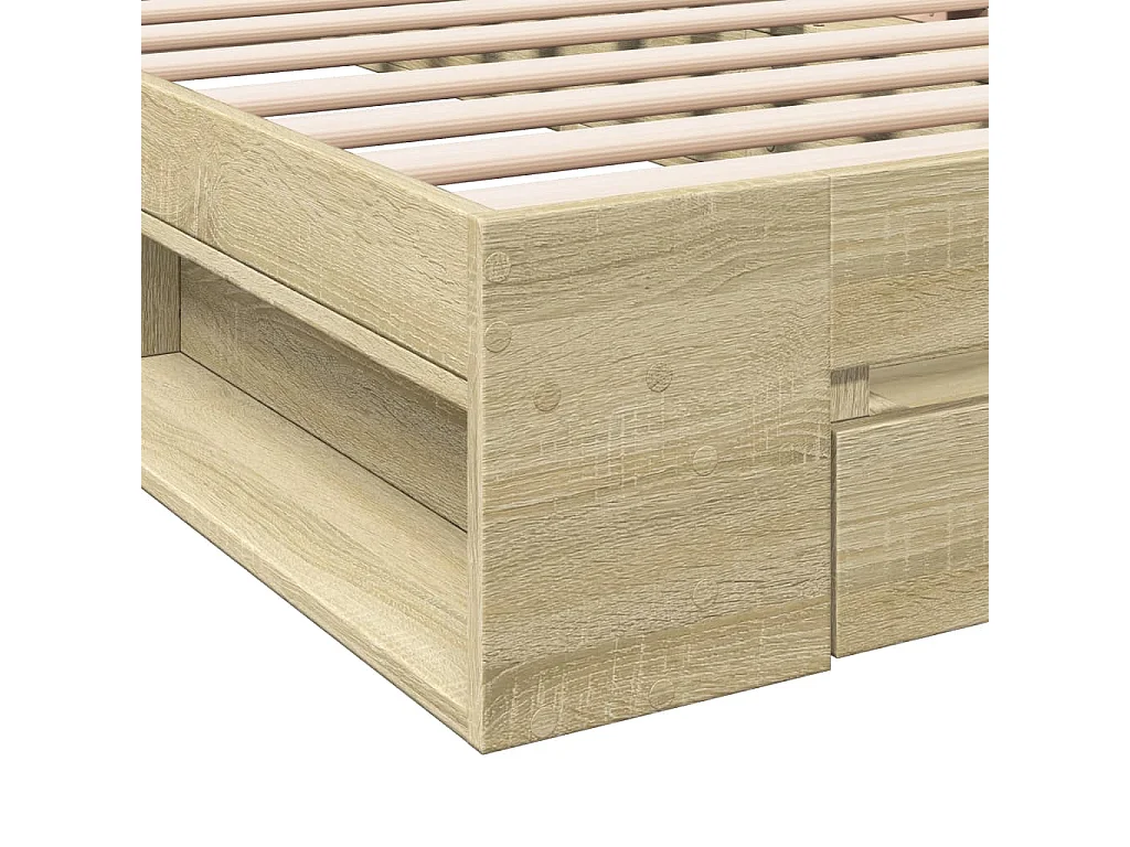 Cadre de lit avec tiroir sans matelas chêne sonoma 75x190 cm
