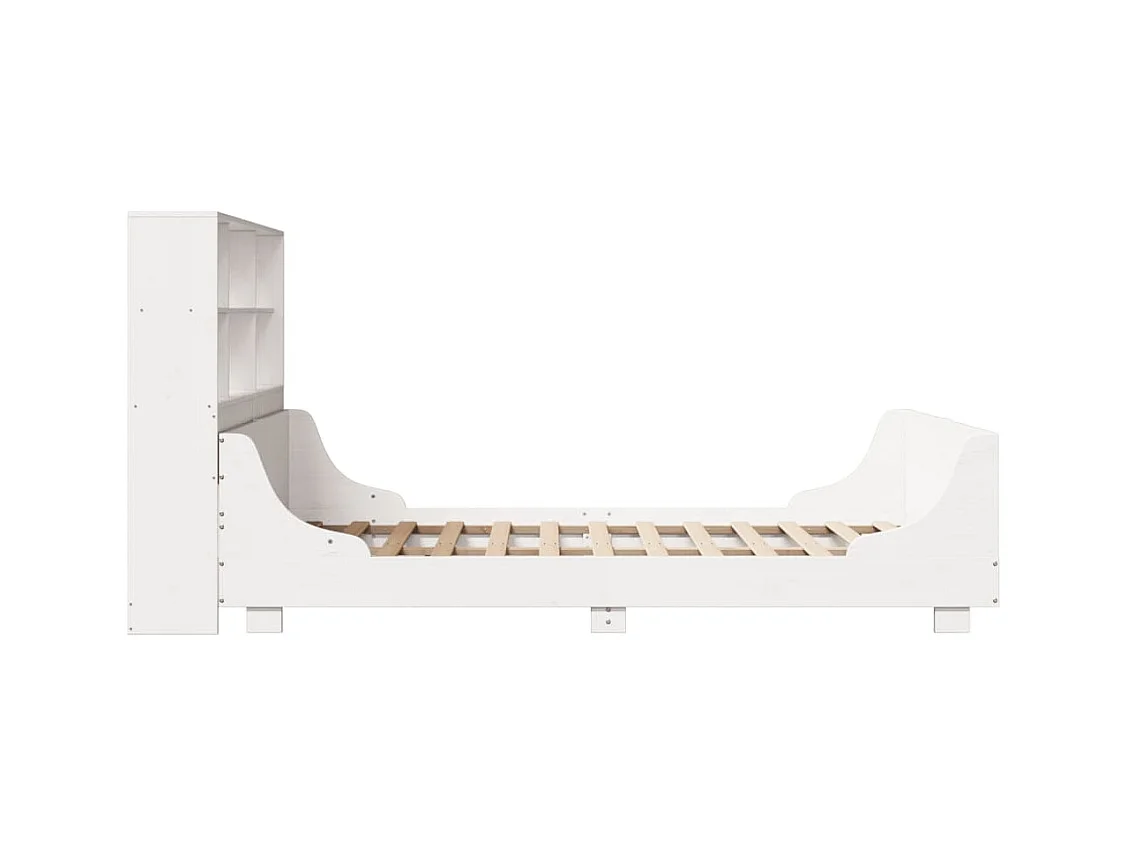 Lit bibliothèque sans matelas blanc 140x200 cm bois massif
