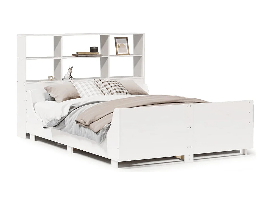 Wit boekenkastbed zonder matras 140x200 cm massief hout