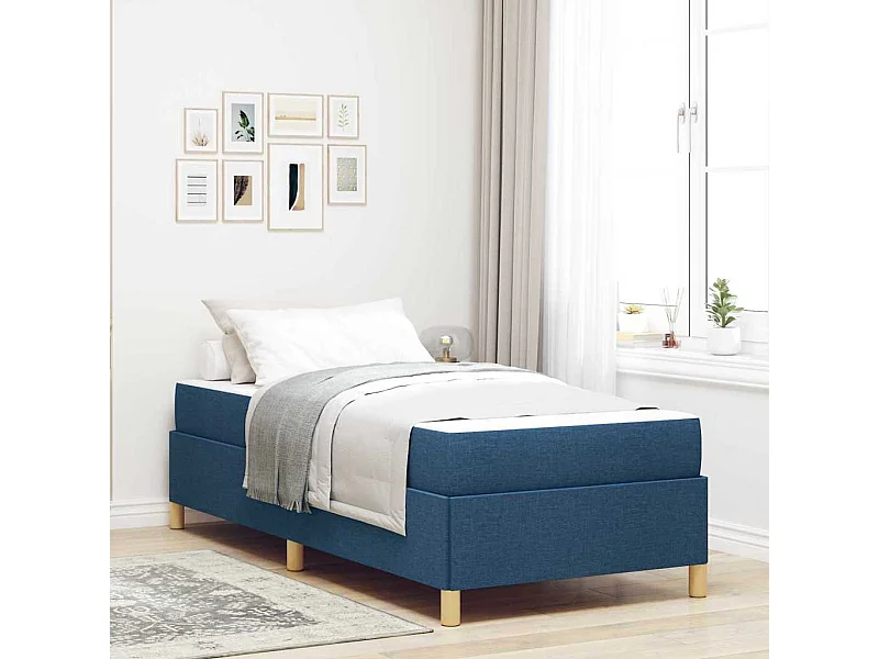 Springbed met matras Blauw en Wit 90 x 190 cm stof